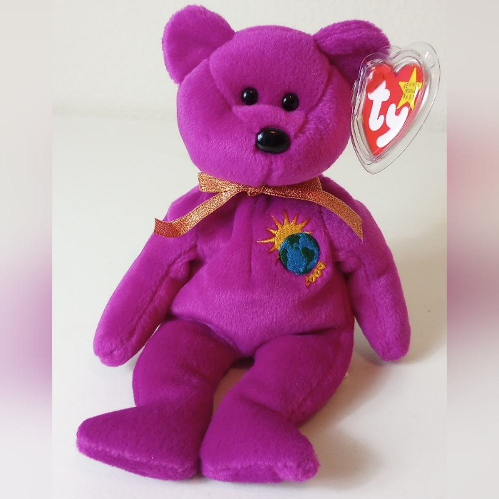 Ty Original Beanie Babies MILLENNIUM The Bear 2000 8th Generation Tush T…